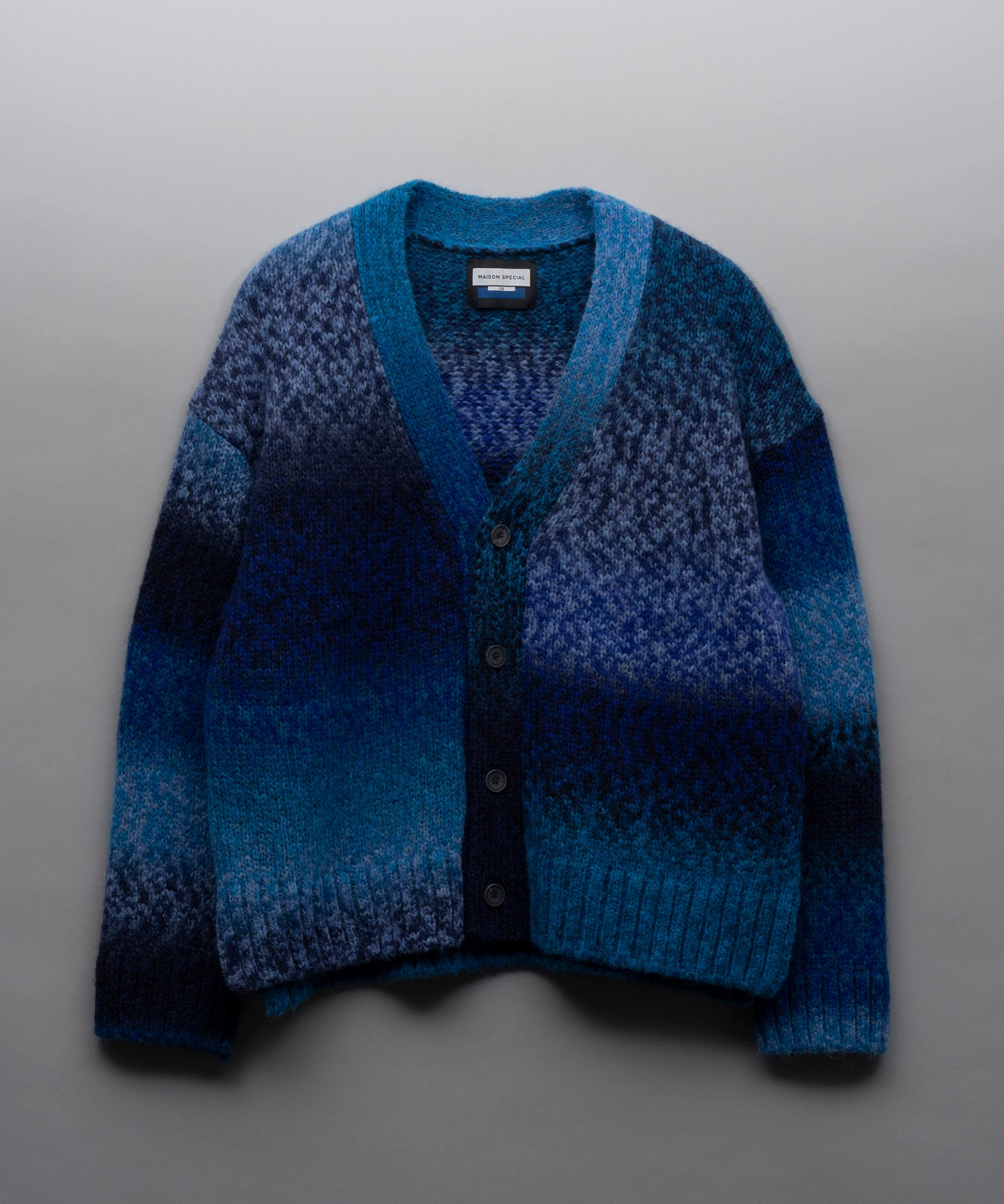 PINORI Long Space-Dye Gradation Prime-Over V-Neck Knit Cardigan