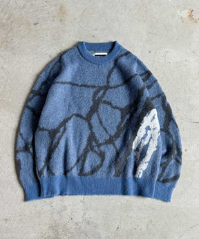 【24AW PRE-ORDER】Prime-Over Drawing Mohair Shaggy Crew Neck Knit Pullover