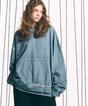 Heavy-Weight Sweat Embroidery Damage Over-Dye Hoodie