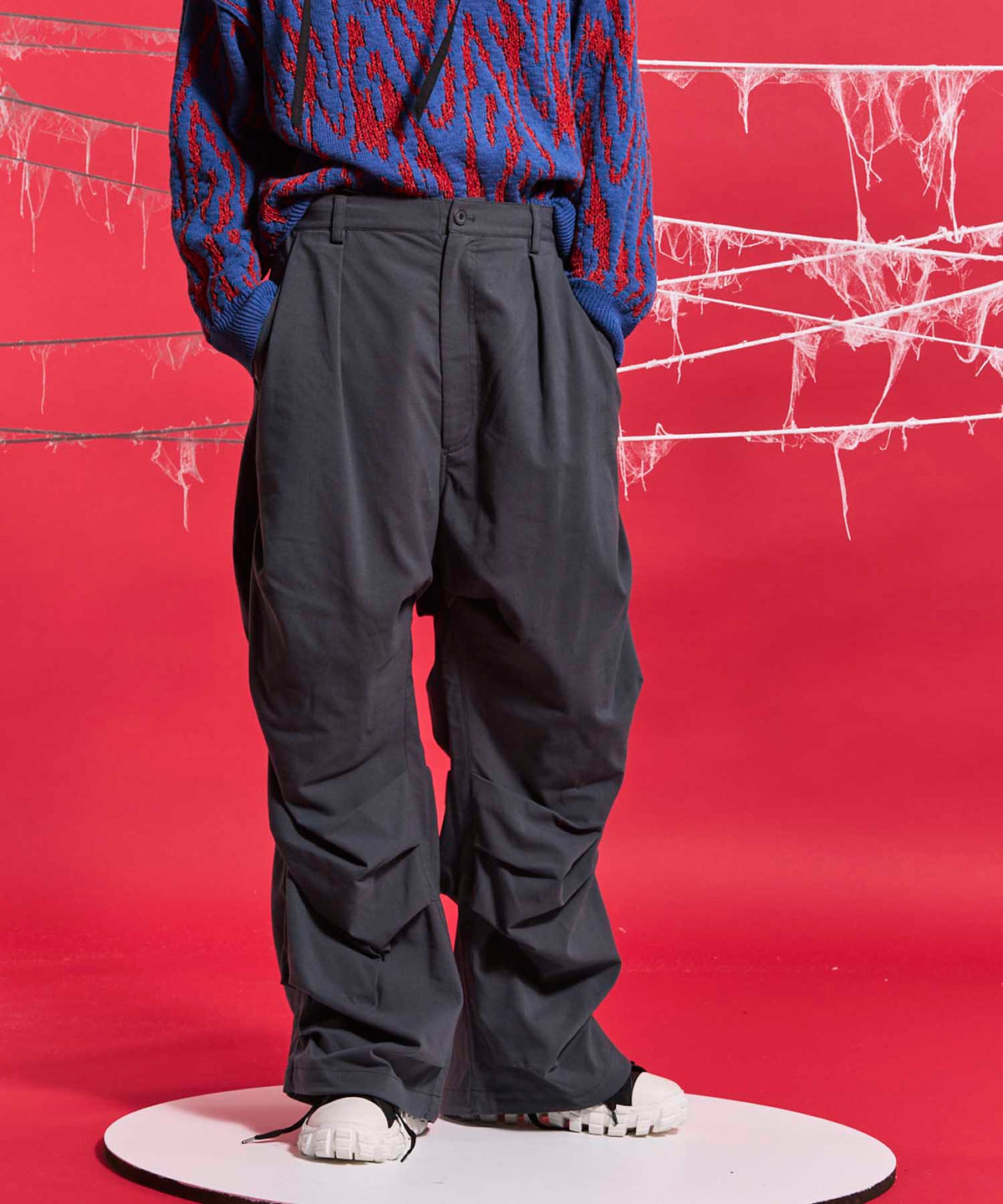 Prime-Wide Random Tucks Parachute Pants