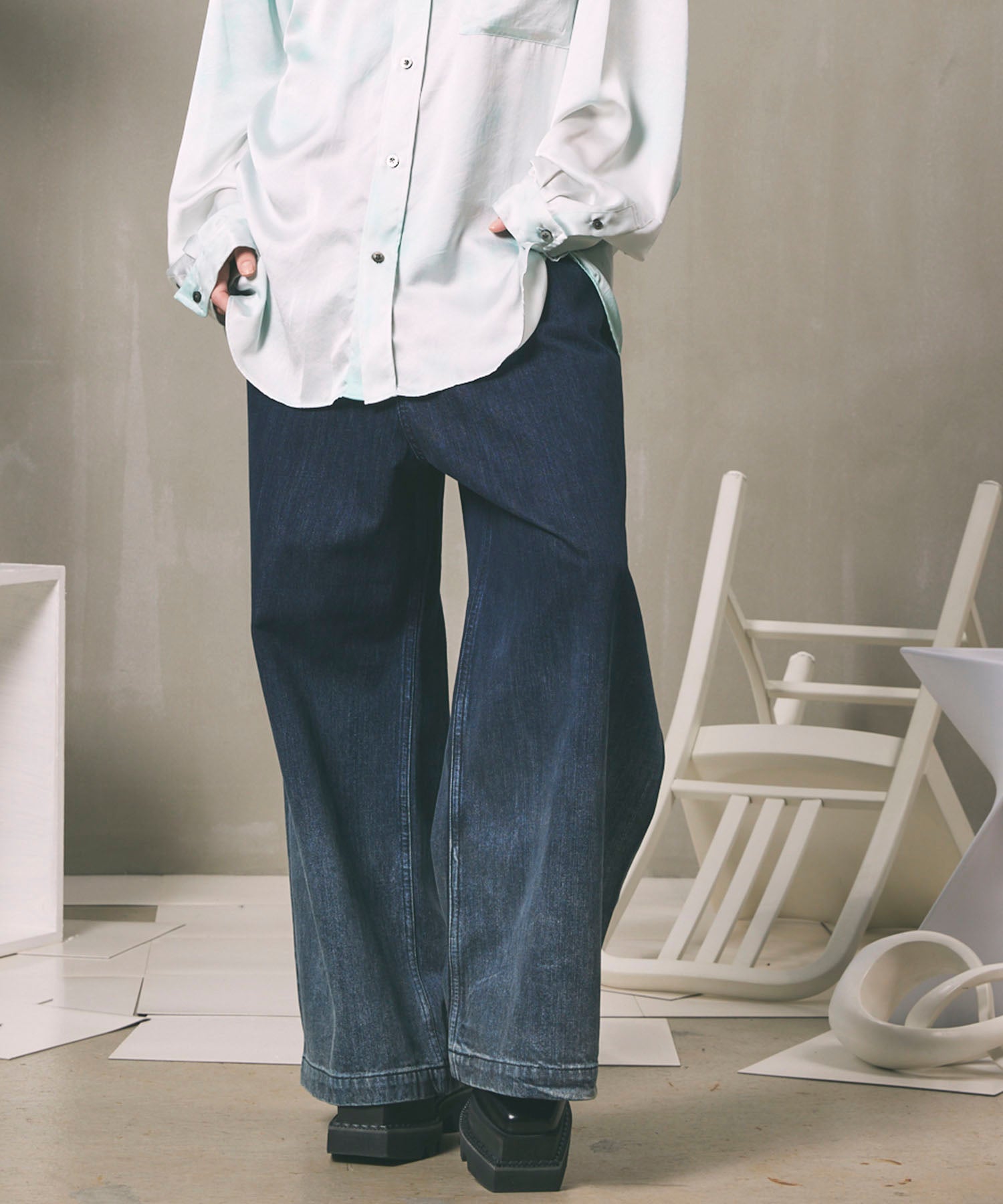 Hyper Wide Denim Buggy Pants