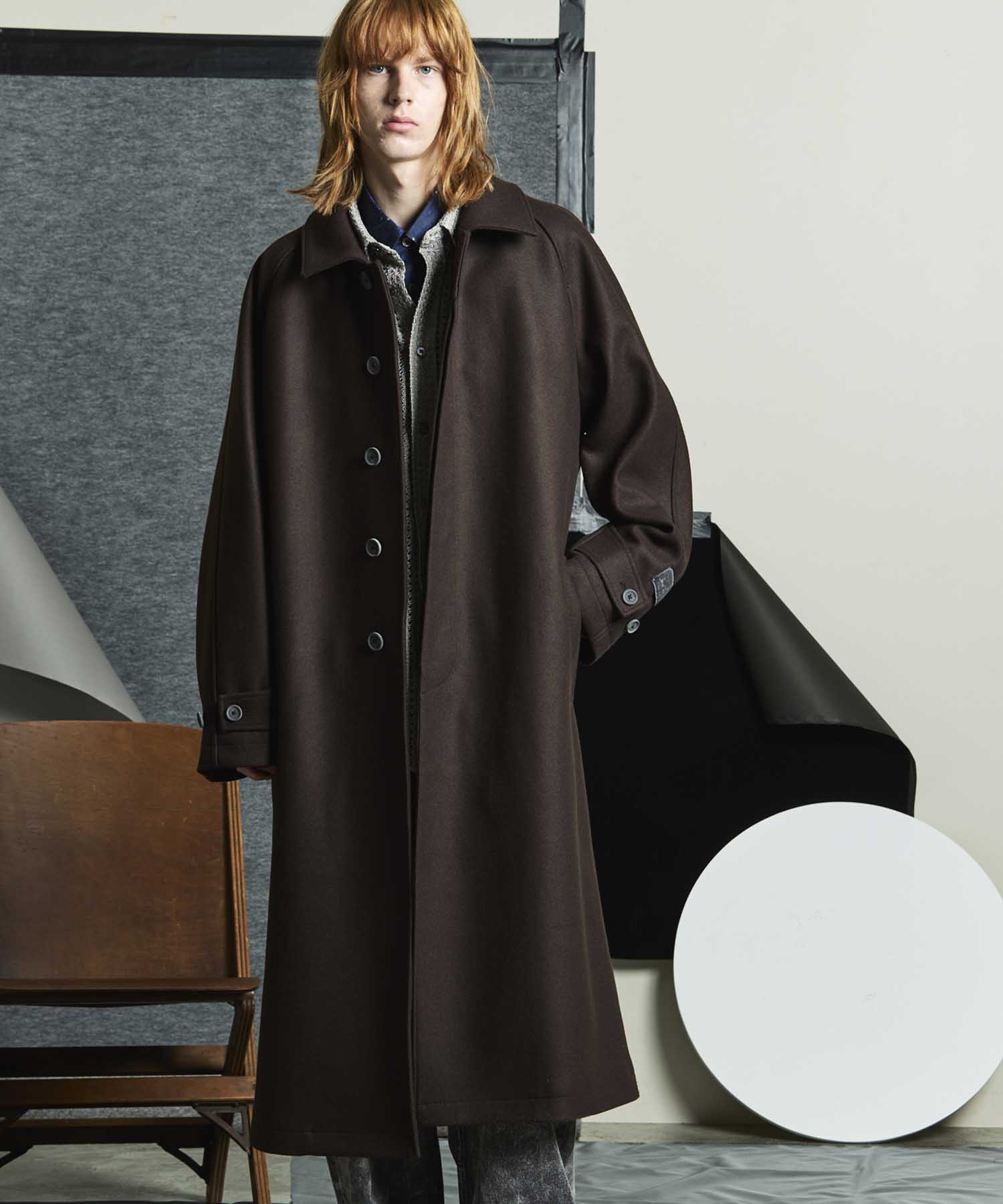 Super140s Prime-Over Melton Balmachan Coat