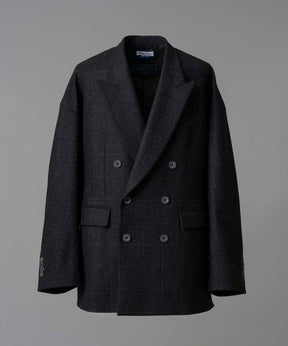 【Italian Dead Stock Fabric】Peaked Lapel Prime-Over Double Breasted Jacket