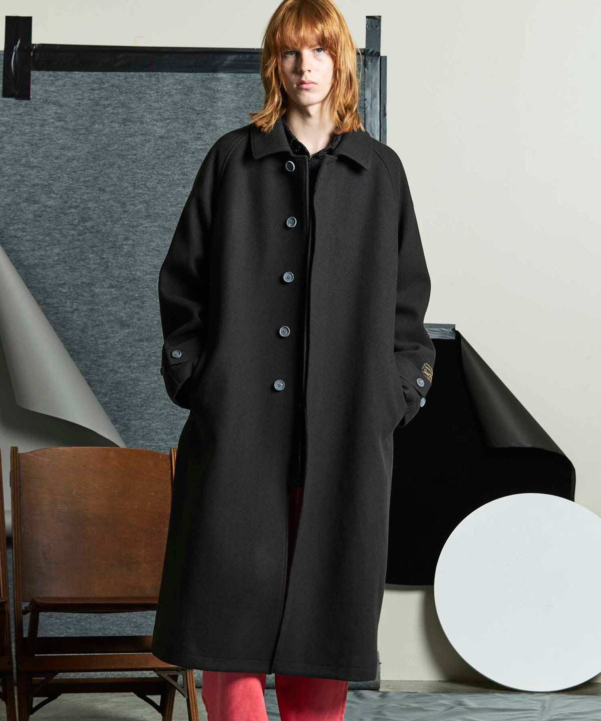 Super170s Prime-Over Melton Balmachan Coat