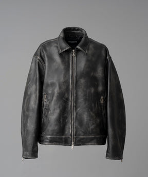 【PRE-ORDER】Sheep Leather Prime-Over Single Riders Collared Jacket