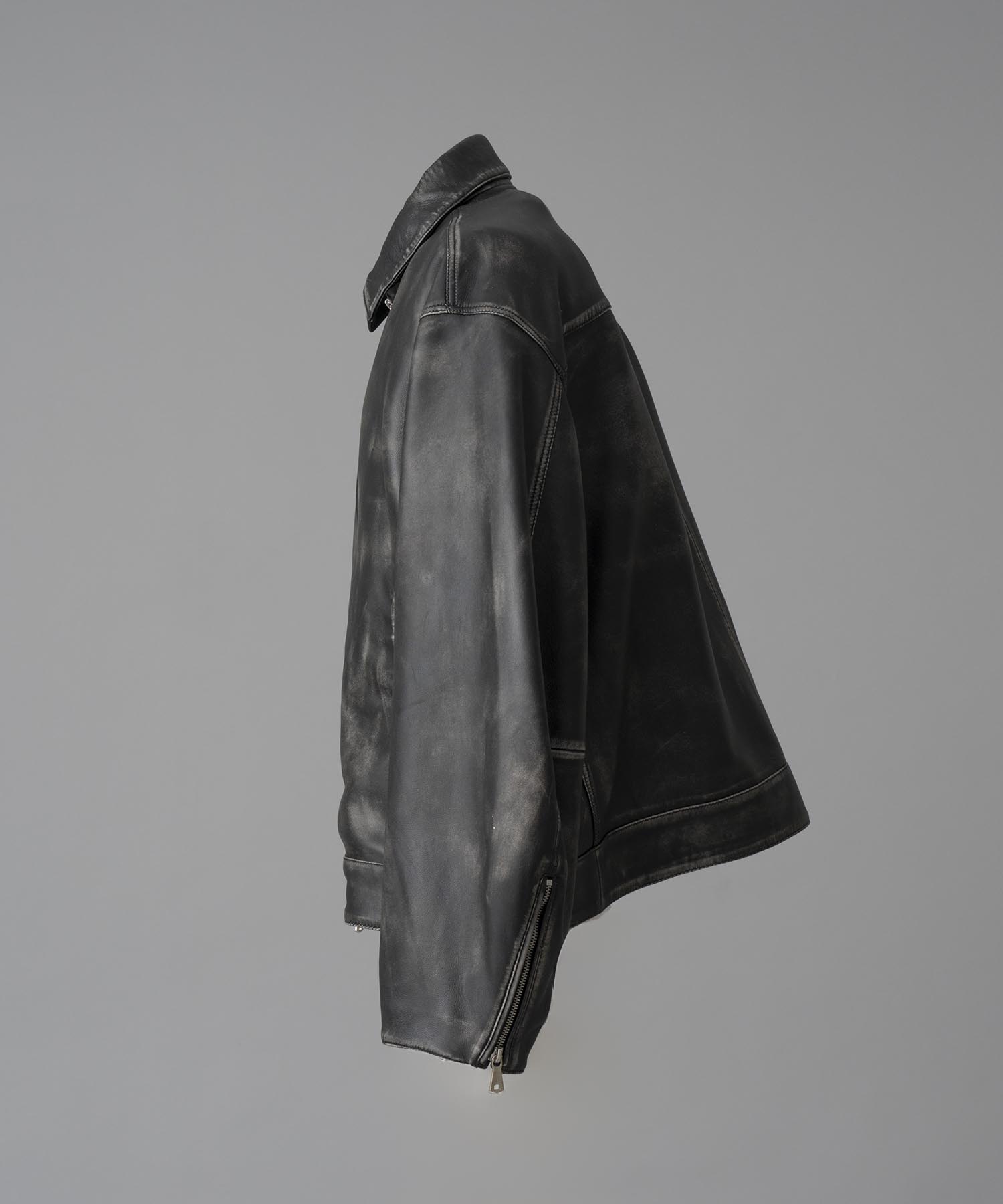 【PRE-ORDER】Sheep Leather Prime-Over Single Riders Collared Jacket