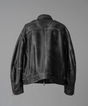 【PRE-ORDER】Sheep Leather Prime-Over Single Riders Collared Jacket