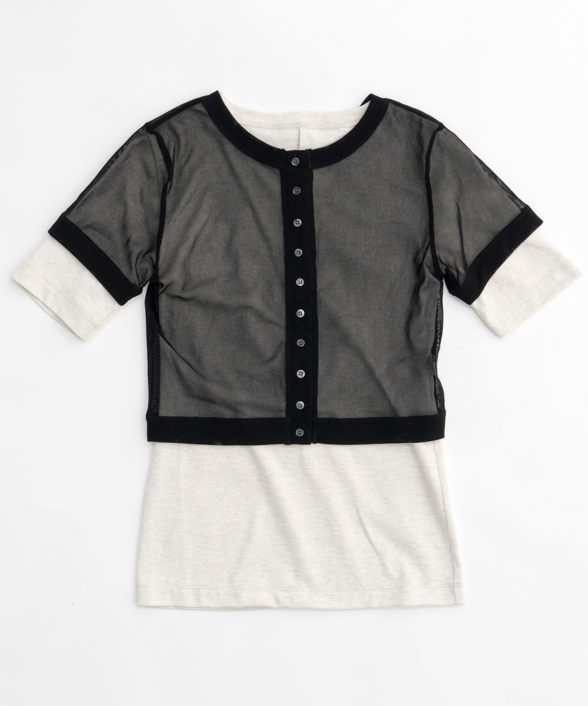 Tulle Cardigan Layered T-shirt