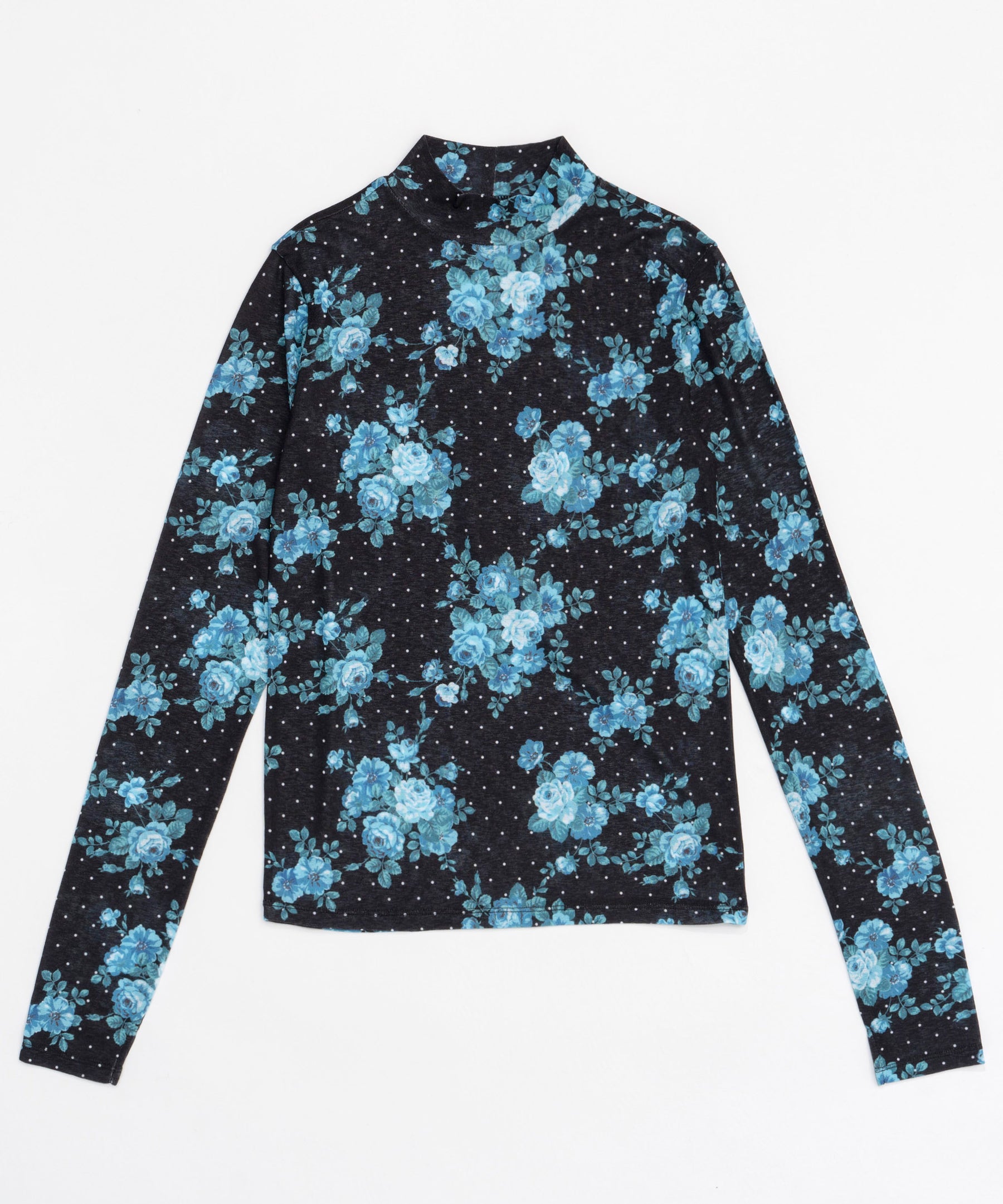 Flower Dot Turtle High Neck Tops