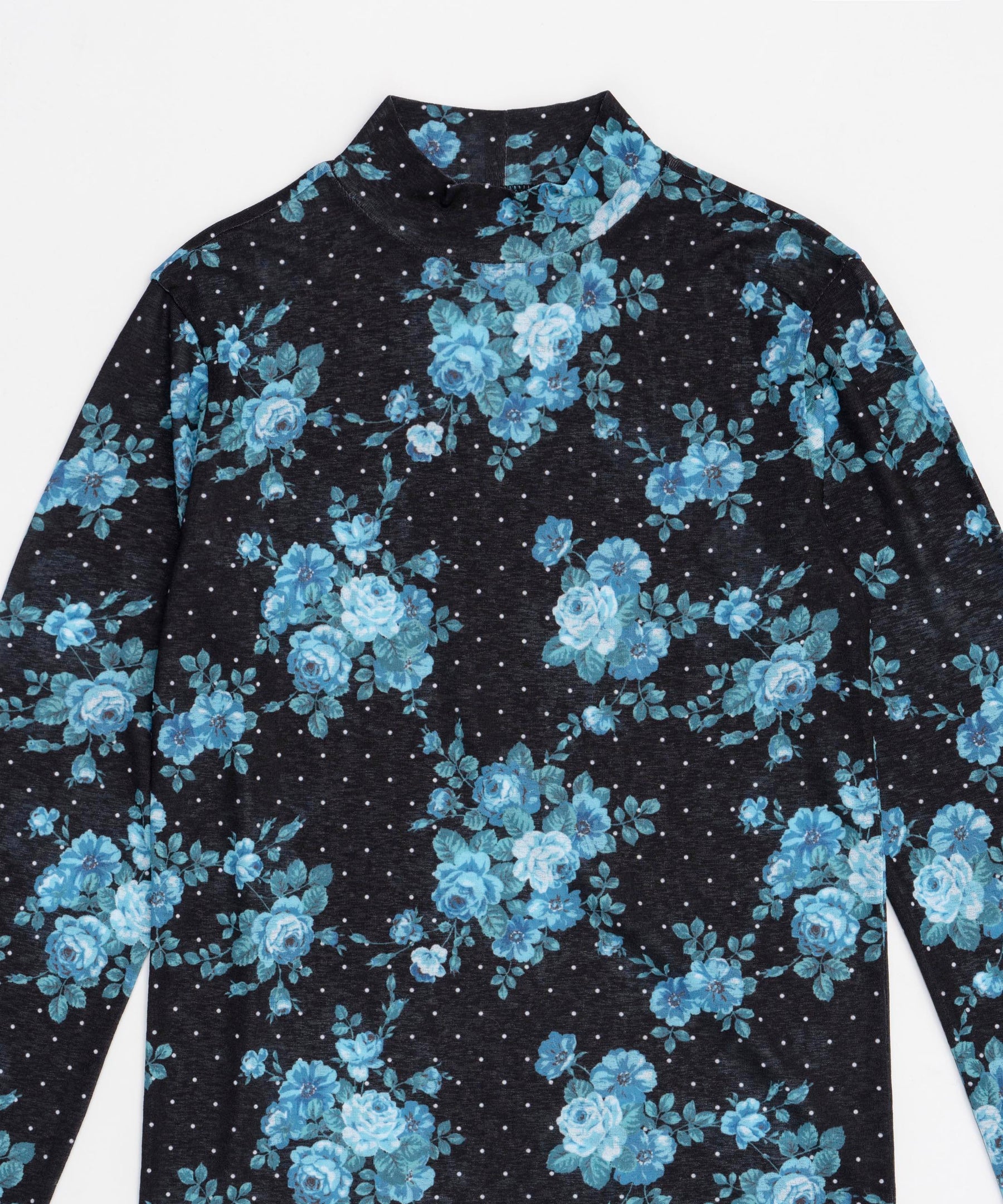 Flower Dot Turtle High Neck Tops