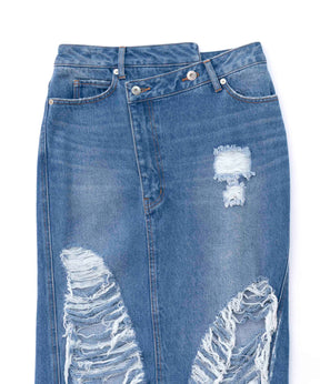 High Damage Denim Skirt