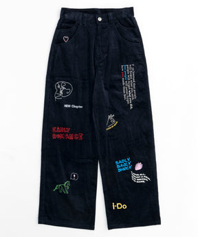 Corduroy Early Romance Graphic Pants