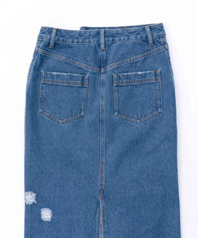 High Damage Denim Skirt