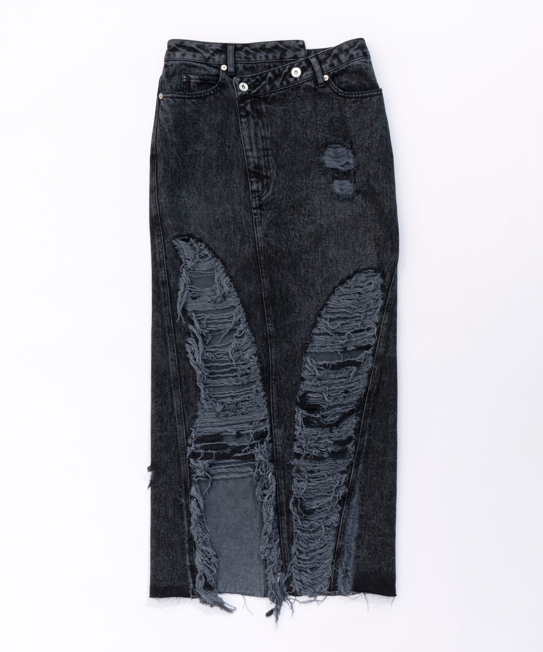 High Damage Denim Skirt