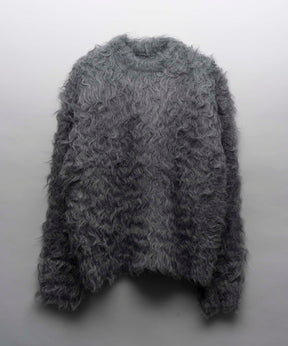 Prime-Over Shaggy Crew Neck Knit Pullover