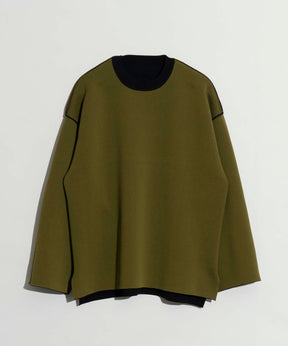 Double-Face Knit Prime-Over Reversible Crew Neck Pullover