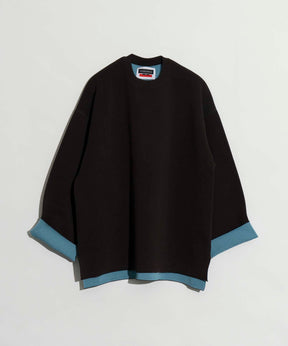 Double-Face Knit Prime-Over Reversible Crew Neck Pullover