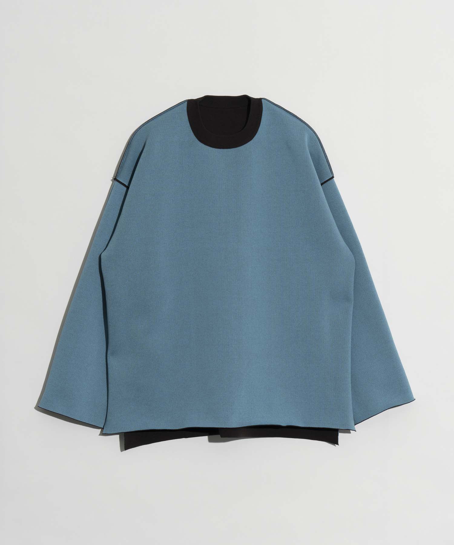 Double-Face Knit Prime-Over Reversible Crew Neck Pullover