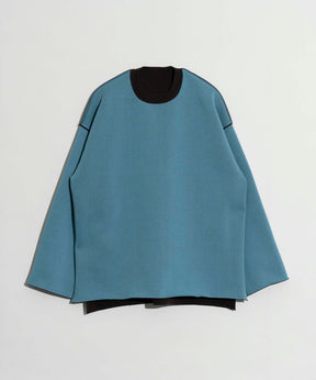 Double-Face Knit Prime-Over Reversible Crew Neck Pullover