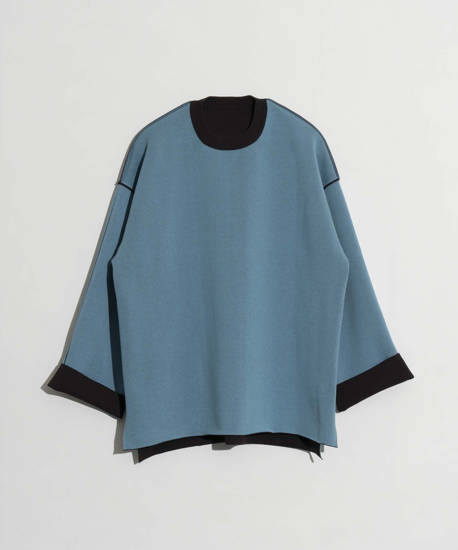 Double-Face Knit Prime-Over Reversible Crew Neck Pullover