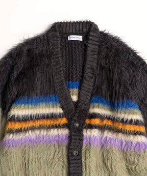 【SALE】Multi Border Shaggy Cardigan