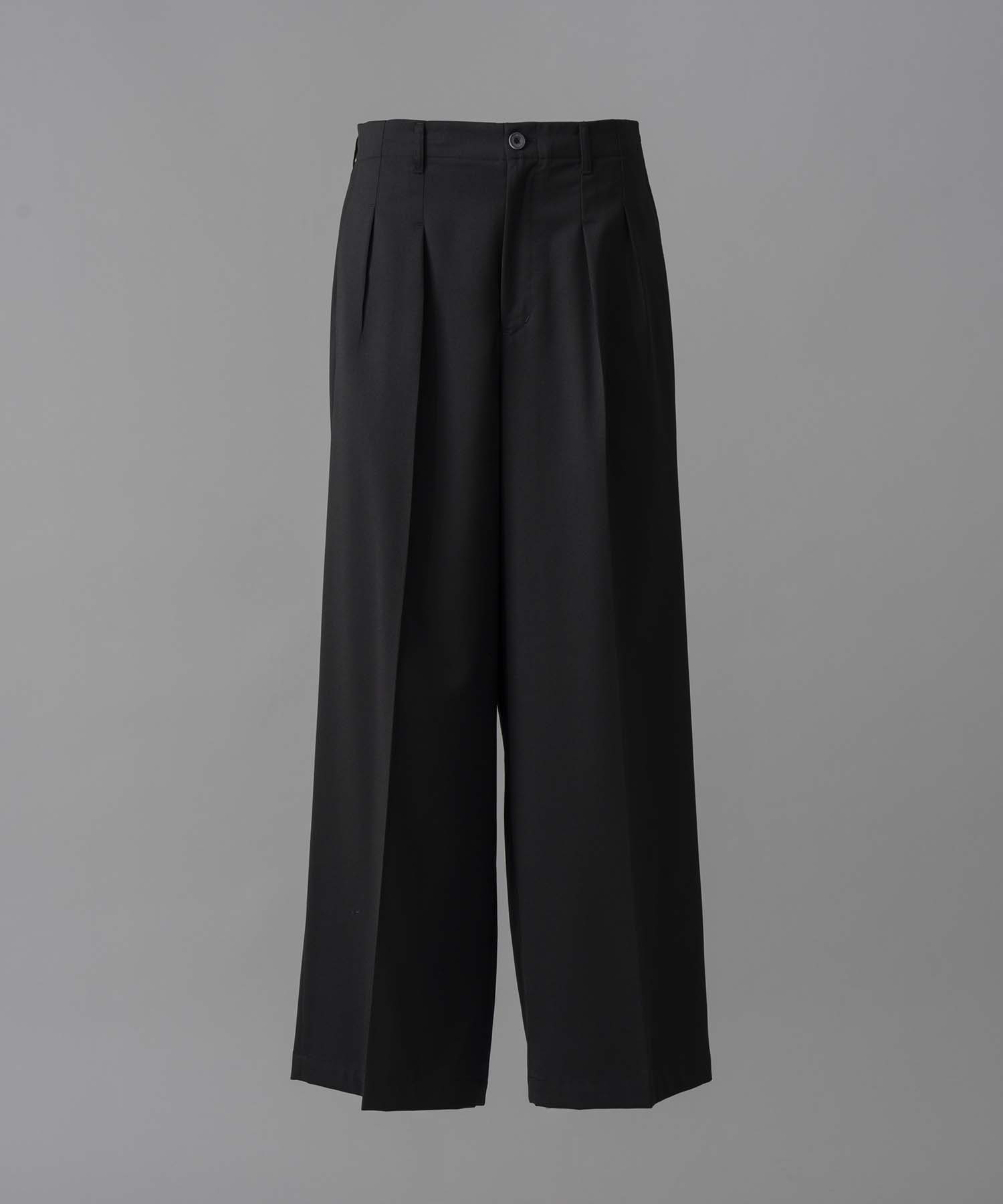 Wool Mix Continuous Tow-Tuck Wide Pants