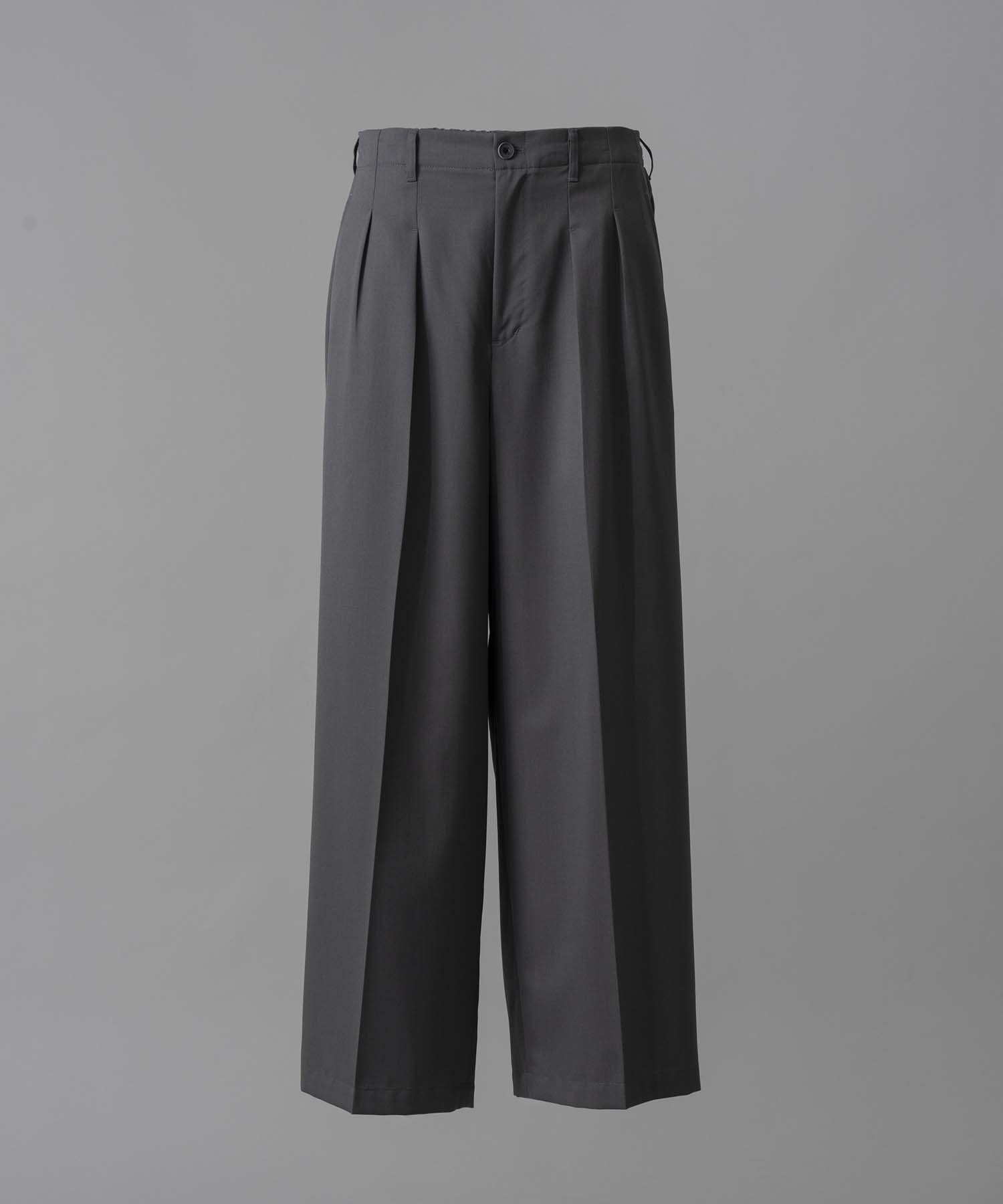 Wool Mix Continuous Tow-Tuck Wide Pants