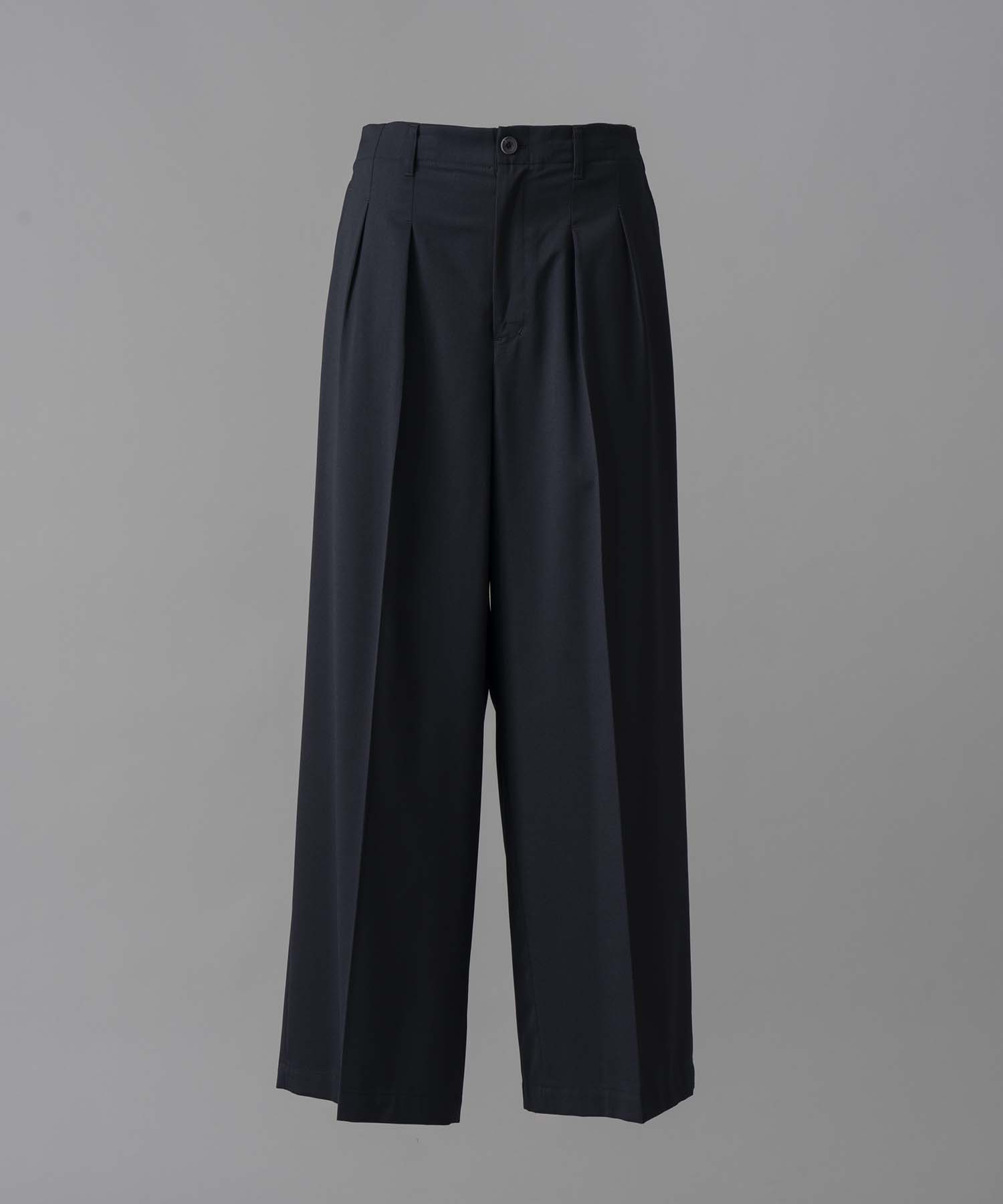 Wool Mix Continuous Tow-Tuck Wide Pants