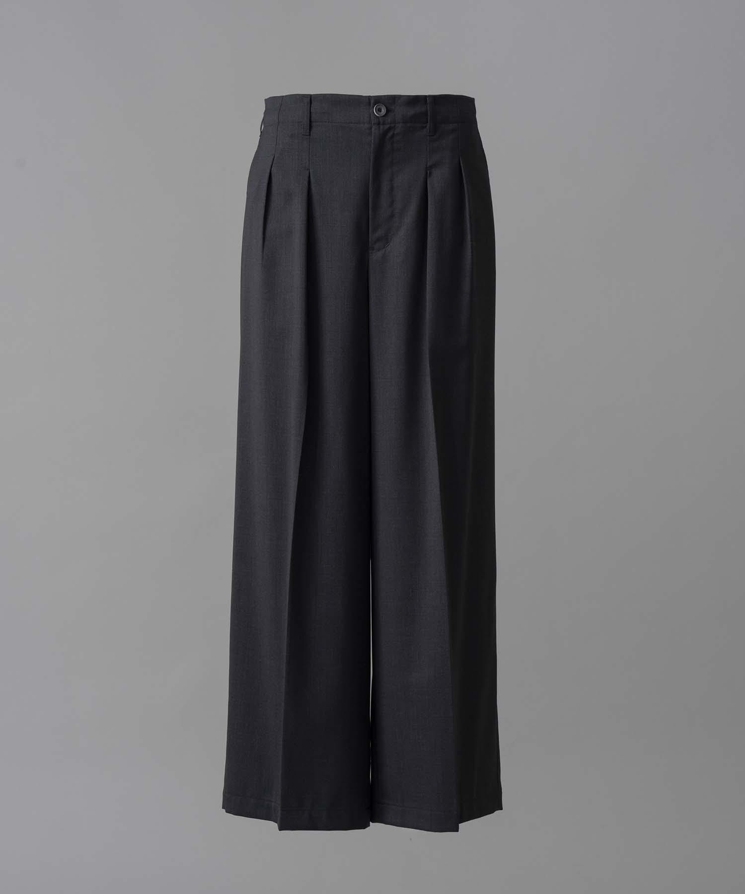 Wool Mix Continuous Tow-Tuck Wide Pants