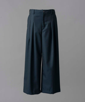 4 Colors Chambray Washable Wool Prime-Wide Two Tucks Pants