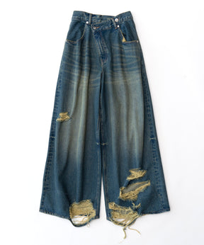 【SALE】Ripped Wide Denim