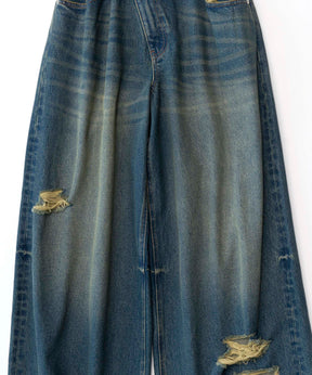 【SALE】Ripped Wide Denim