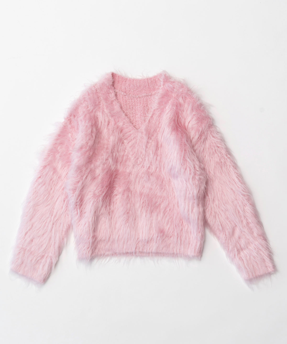 【SALE】2way V-neck Shaggy Knit Wear