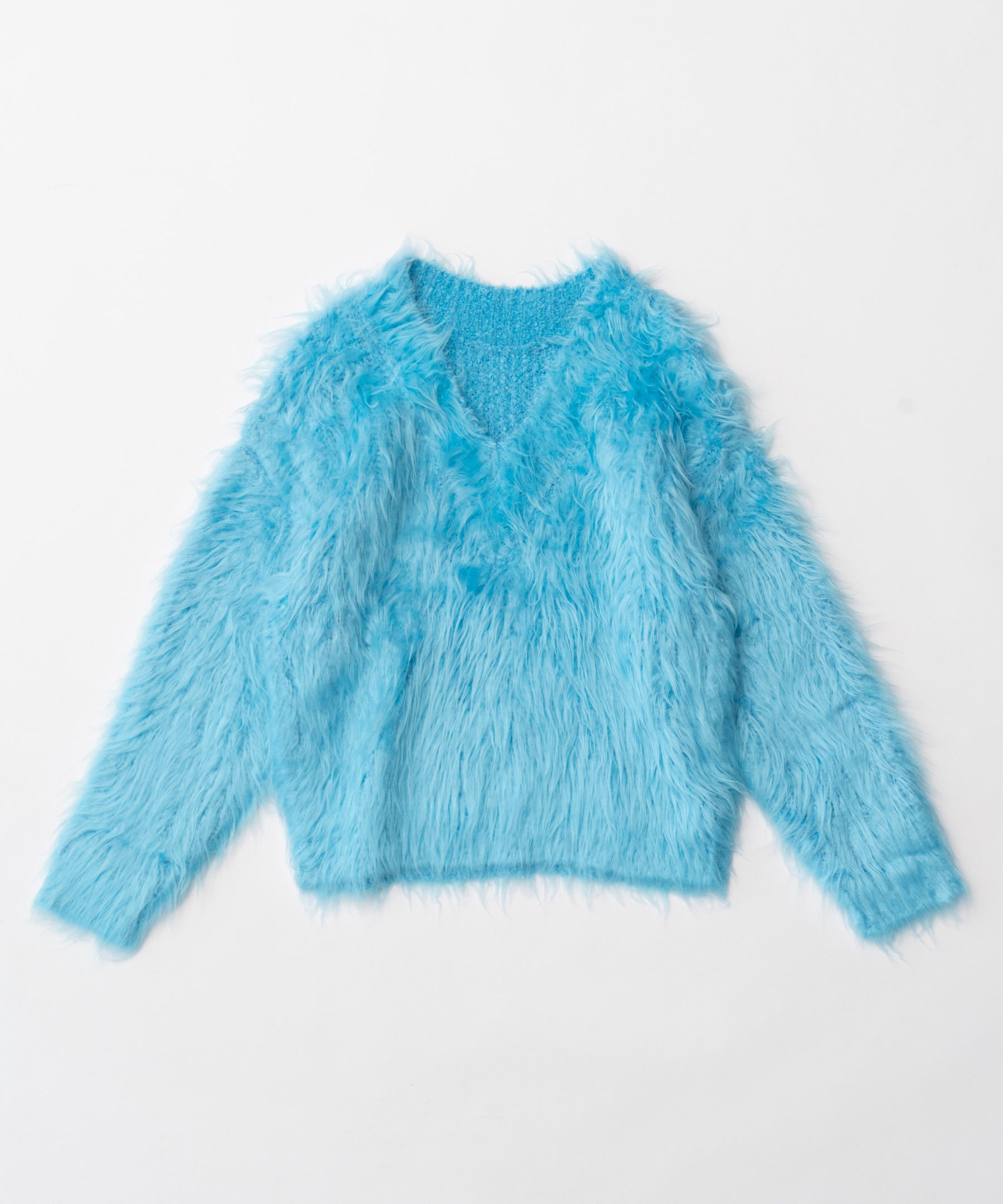 【SALE】2way V-neck Shaggy Knit Wear