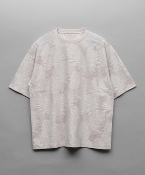 Leaf Back Cut Jacquard Prime-Over Crew Neck T-shirt