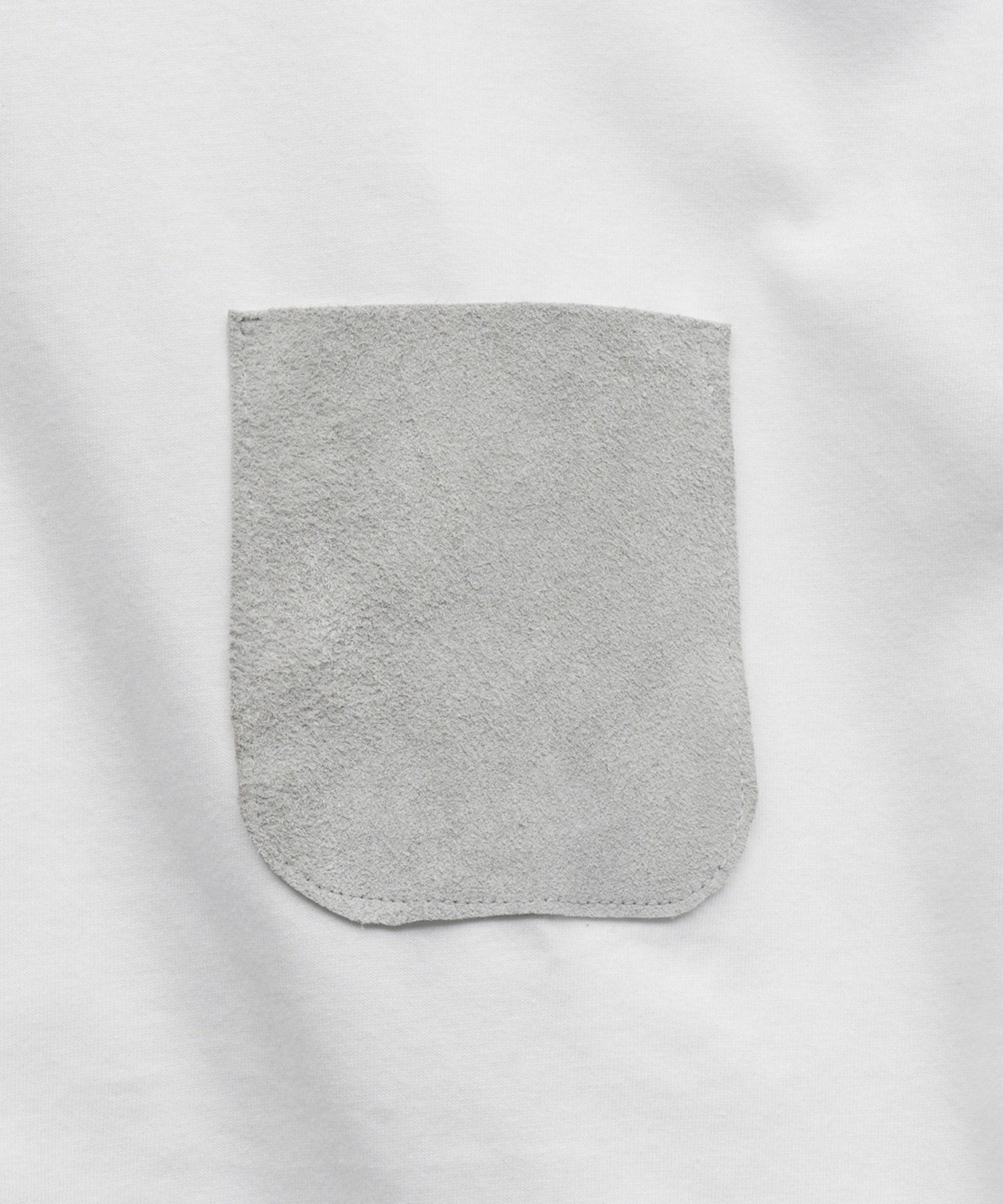 Hand-Stitched Oversized Leather Pocket Crew Neck T-shirt