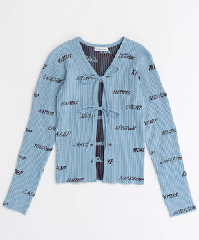 Logo Jacquard Velor Rib Cardigan