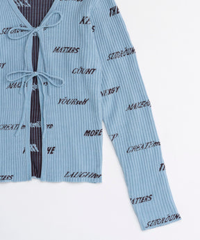 Logo Jacquard Velor Rib Cardigan