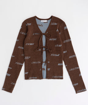 Logo Jacquard Velor Rib Cardigan