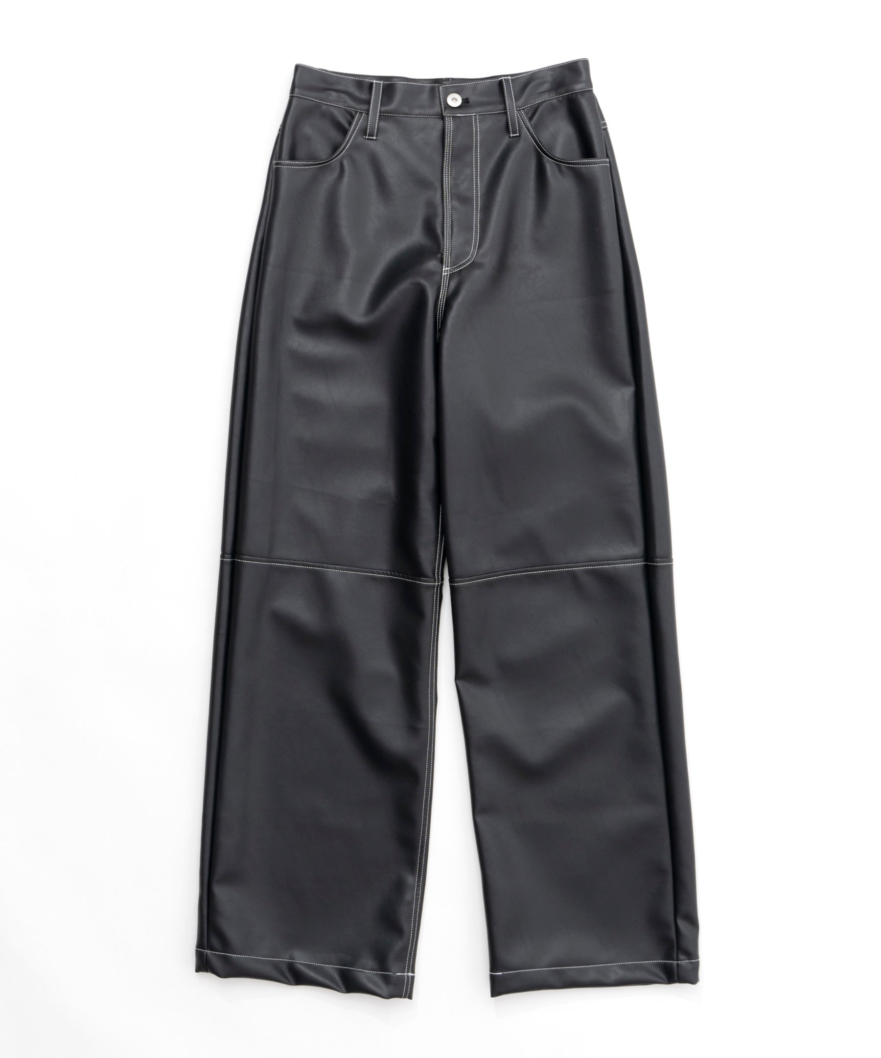 【SALE】Vegan Leather Wide Straight Pants