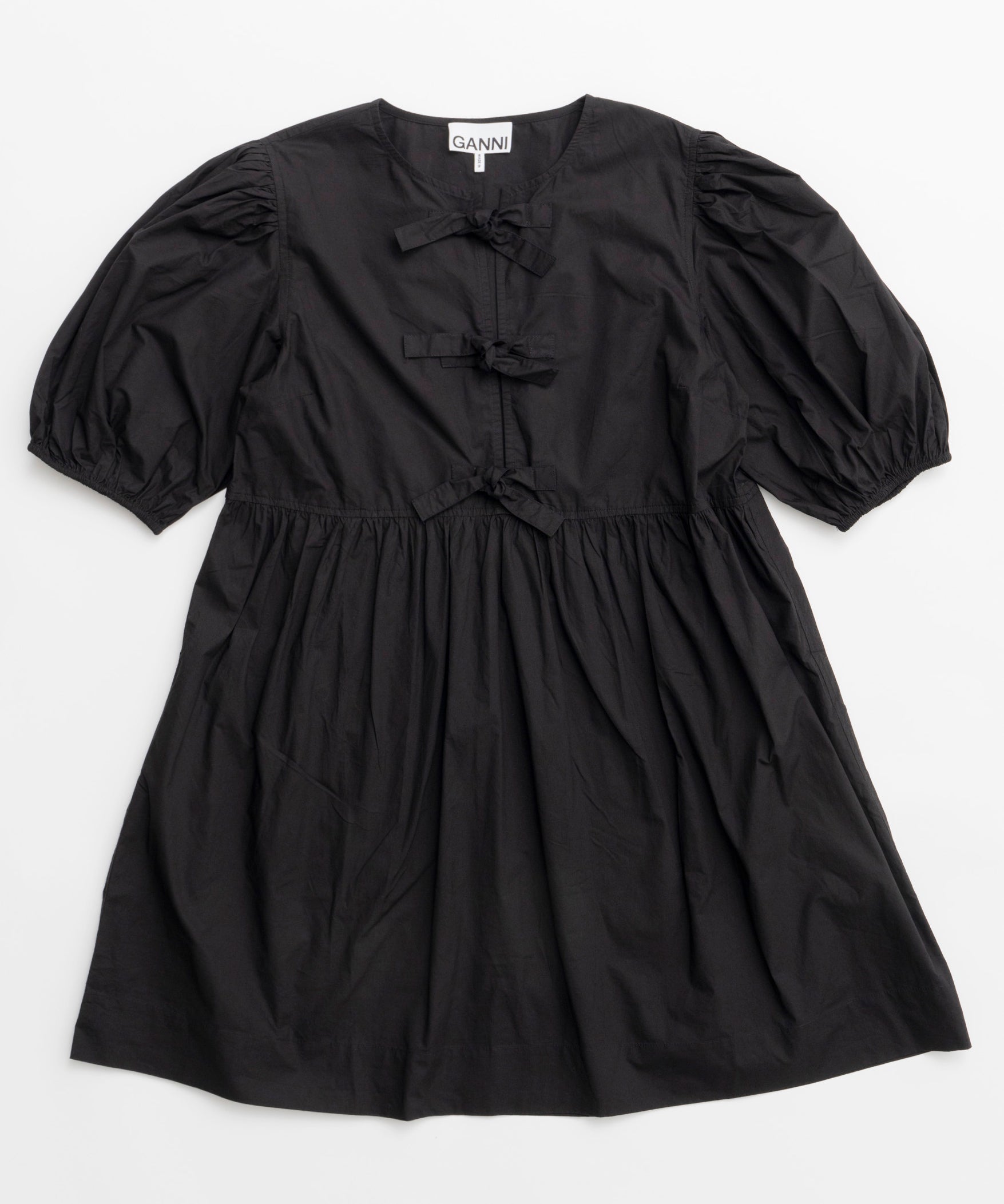 【GANNI】Cotton Poplin Tie String Mini Dress