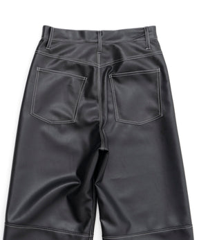 【SALE】Vegan Leather Wide Straight Pants