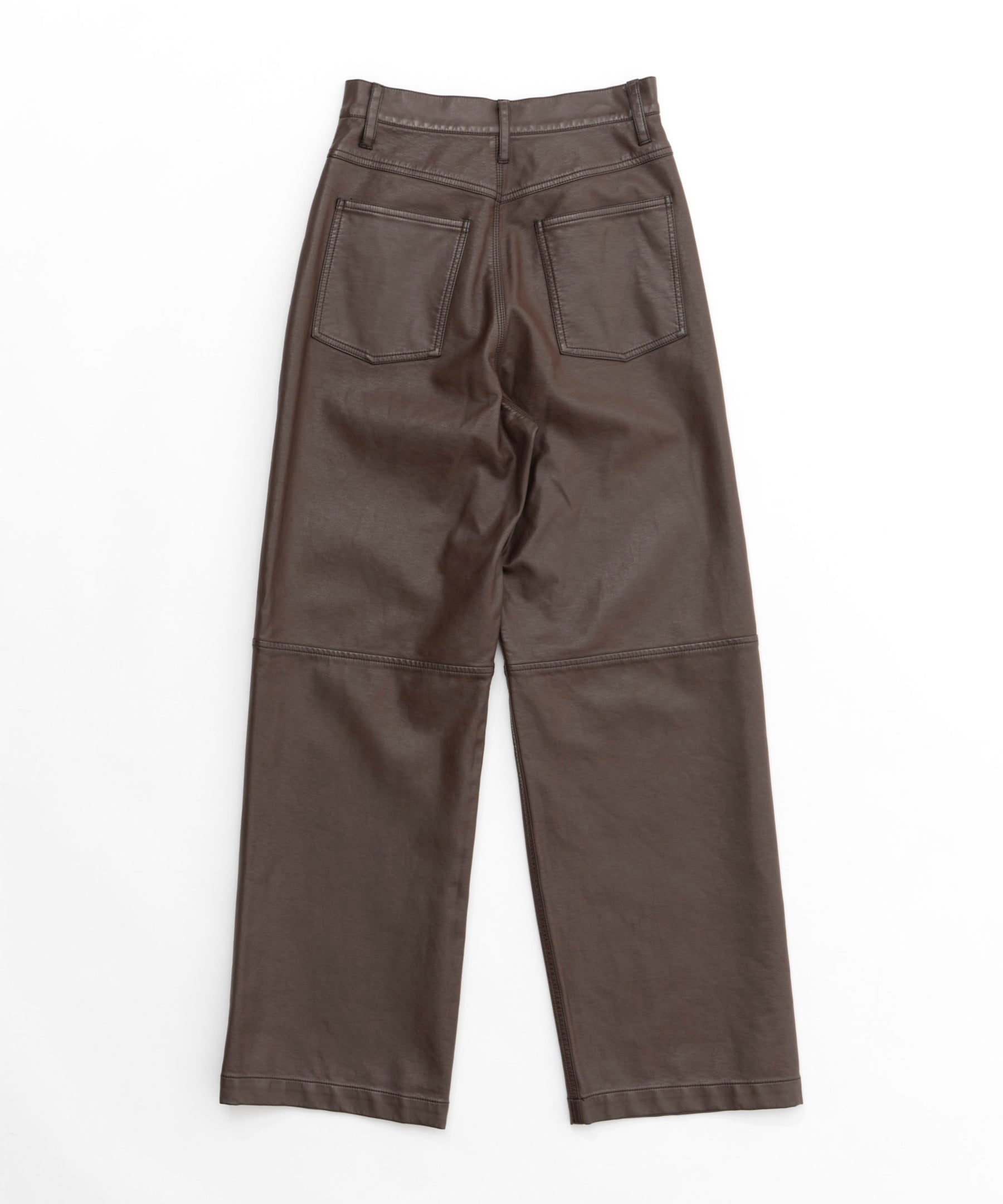 Washed Vegan Leather Wide Straight Pants