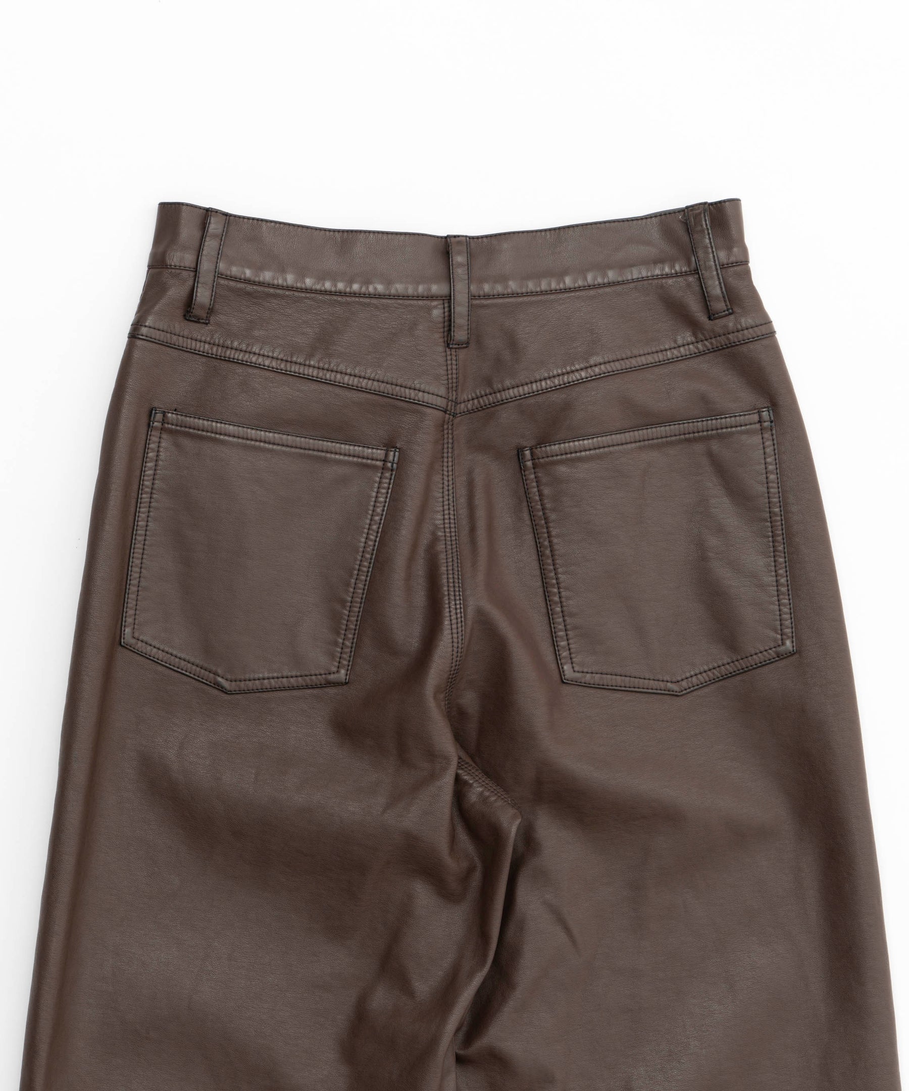 Washed Vegan Leather Wide Straight Pants