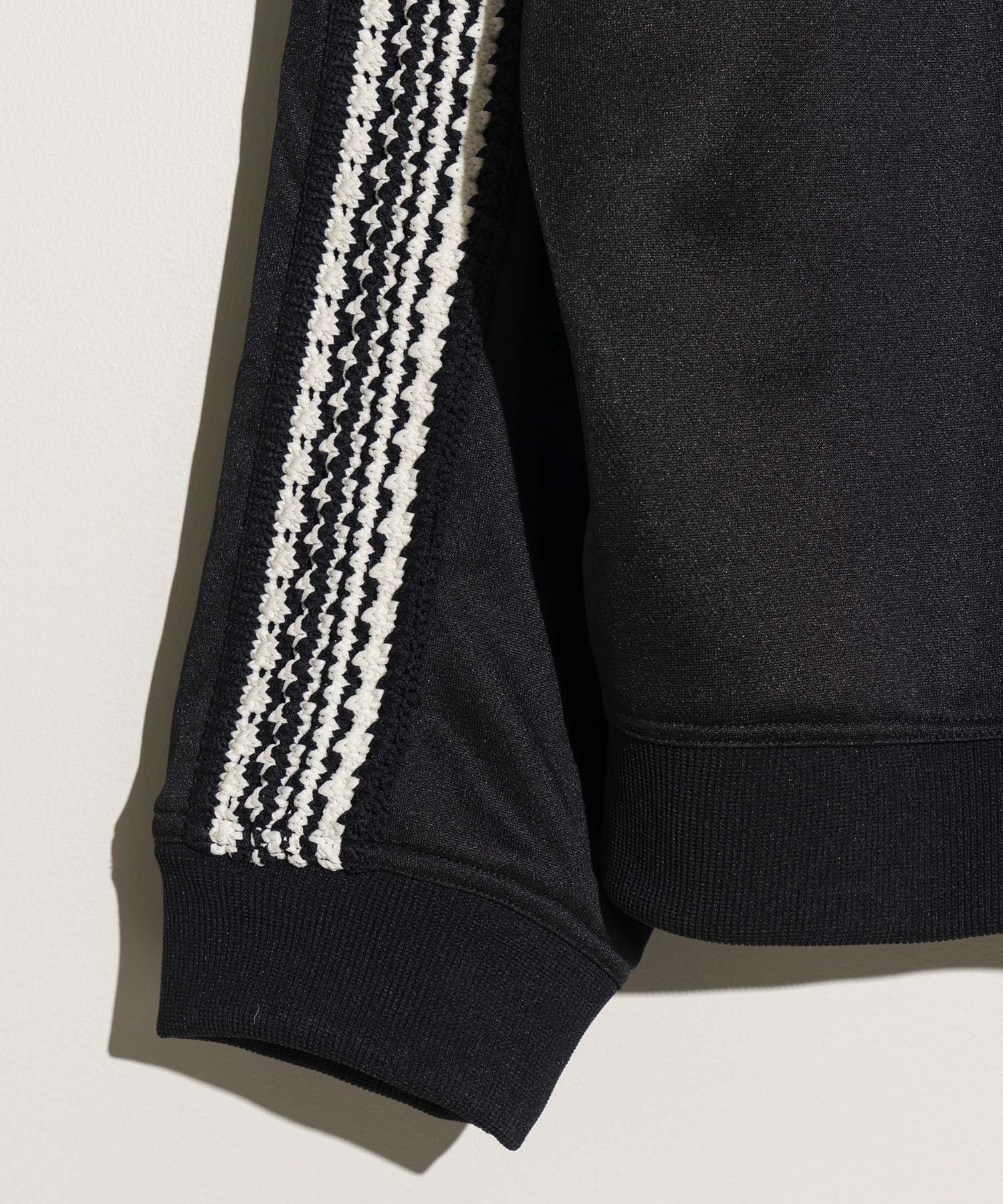 Prime-Over Crochet Line Crew Neck Track Pullover