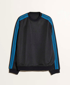 Prime-Over Crochet Line Crew Neck Track Pullover