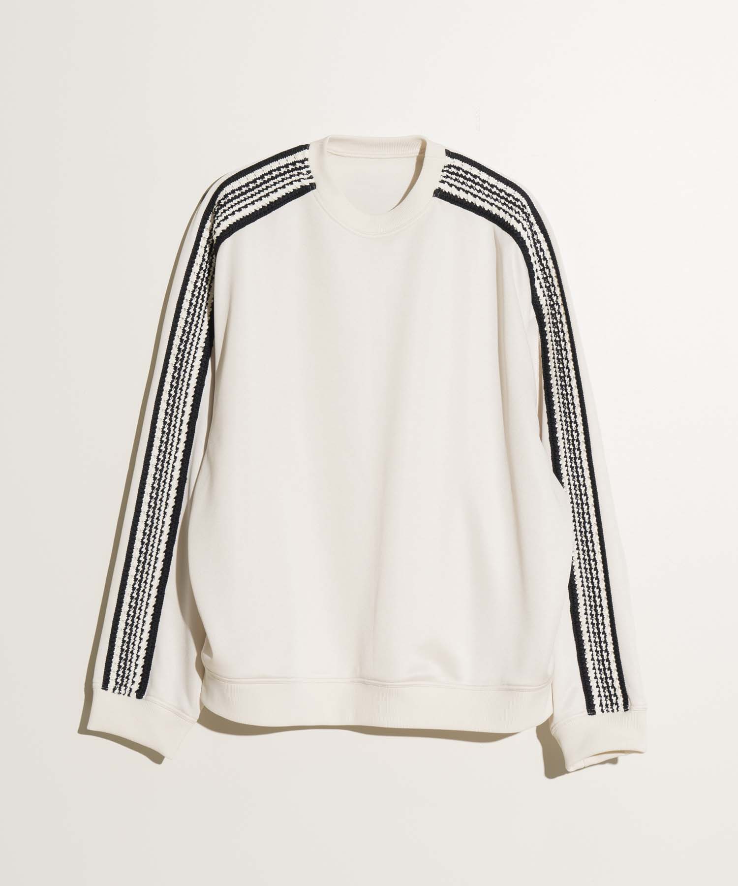 Prime-Over Crochet Line Crew Neck Track Pullover