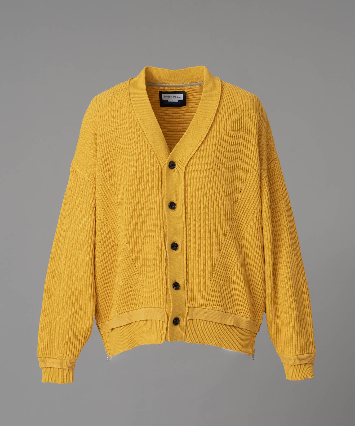 【24AW PRE-ORDER】Prime-Over Side Zip Rib V-Neck Knit Cardigan