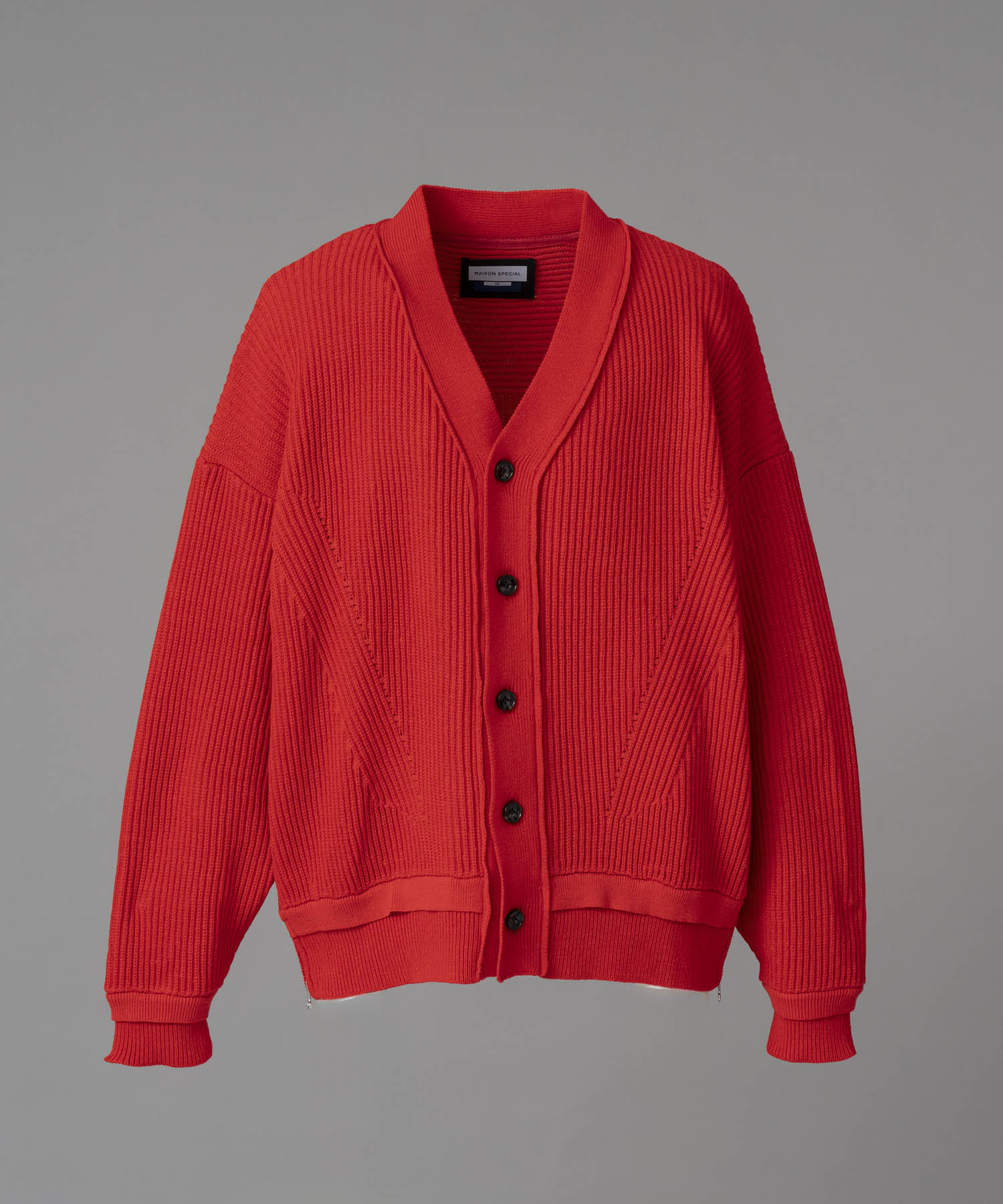 【24AW PRE-ORDER】Prime-Over Side Zip Rib V-Neck Knit Cardigan