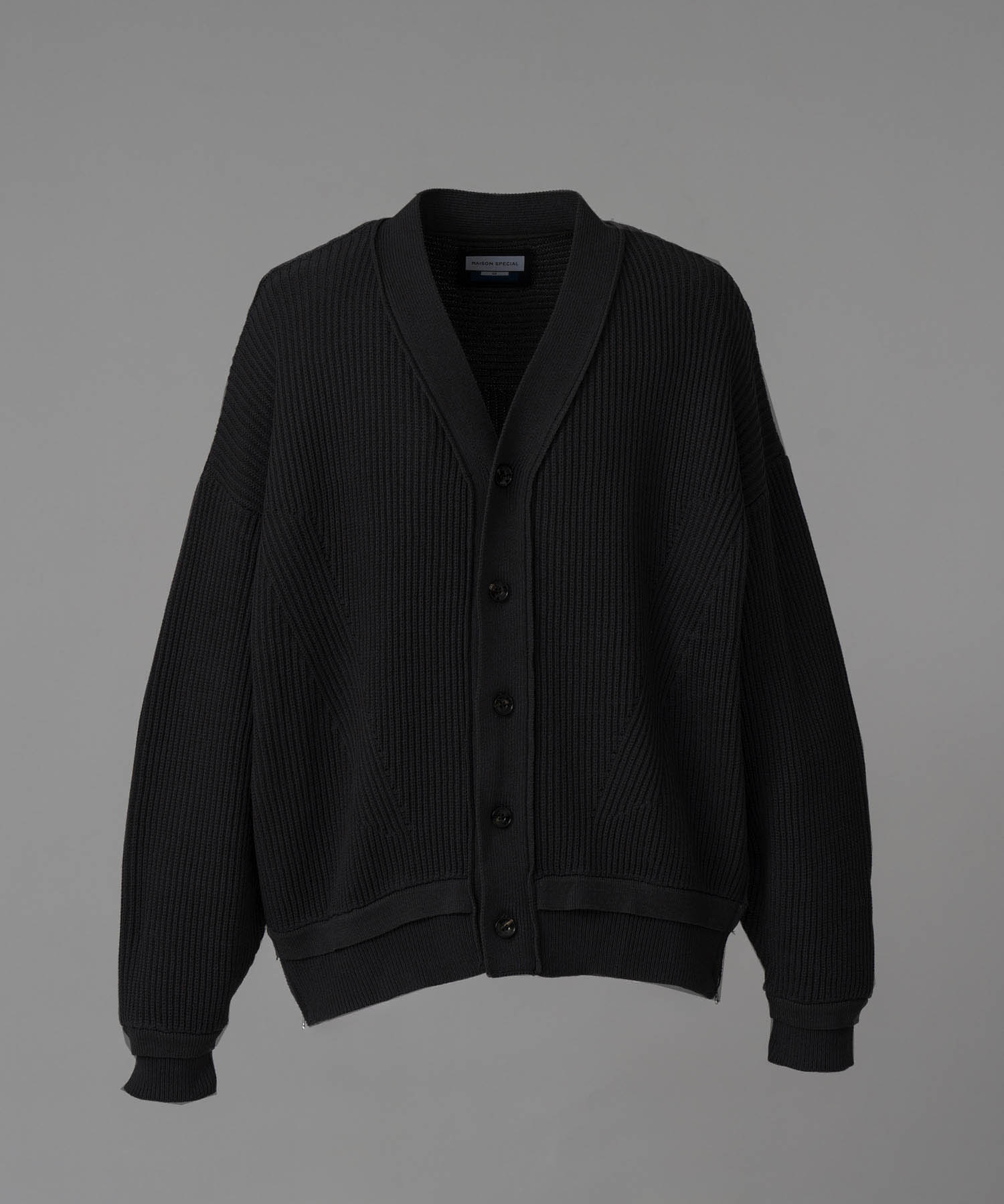 【24AW PRE-ORDER】Prime-Over Side Zip Rib V-Neck Knit Cardigan